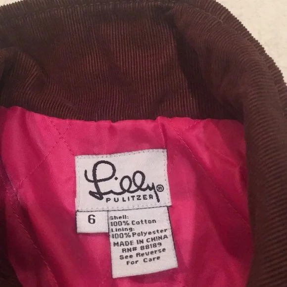 Lilly Pulitzer brown corduroy jacket lightly lined - Picture 3 of 4